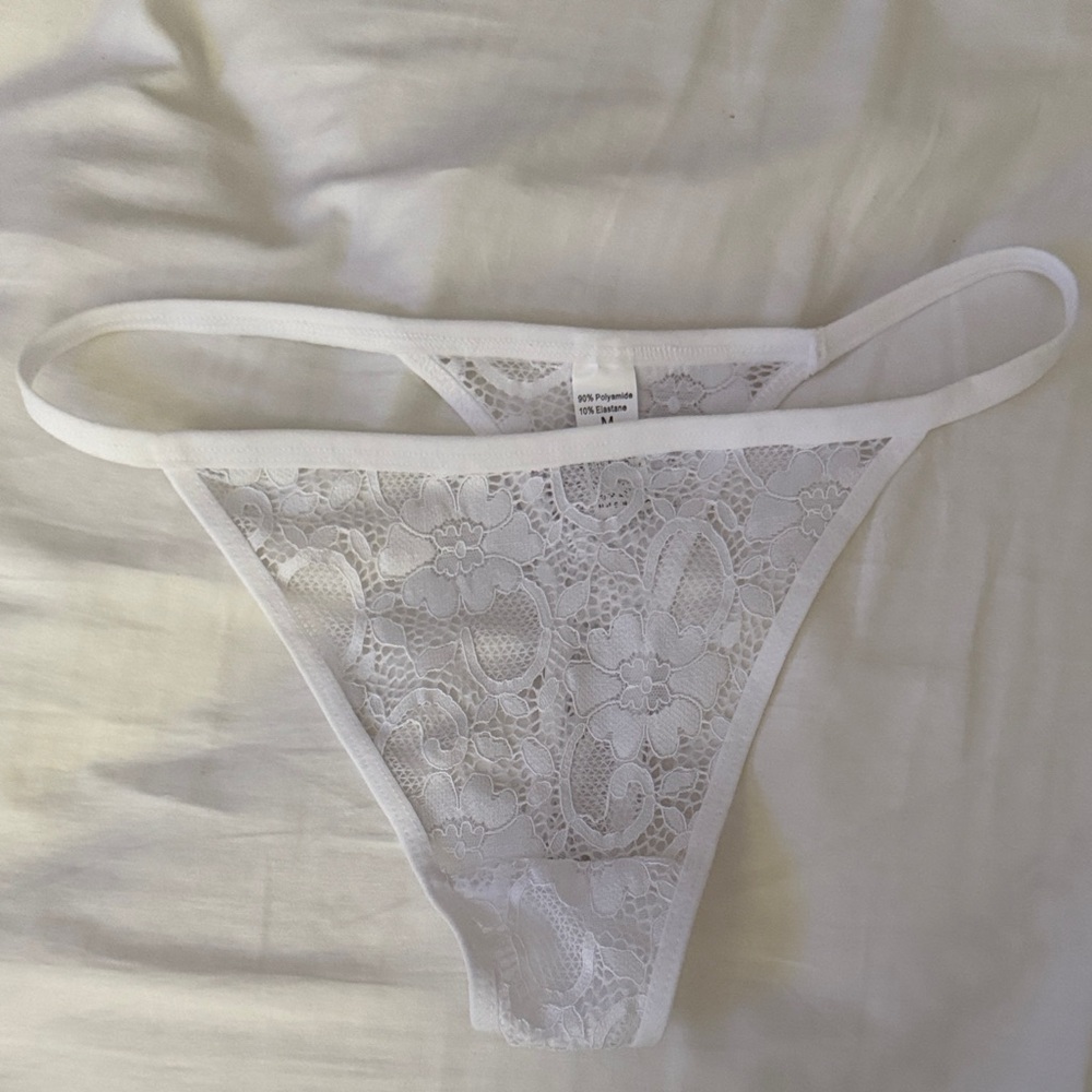 White Lace Thong